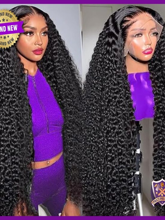 32 Inch Deep Wave Lace Front Wig Human Hair Pre Plucked Glueless